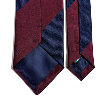 Navy Blue & Burgundy Block Striped Silk Repp Tie