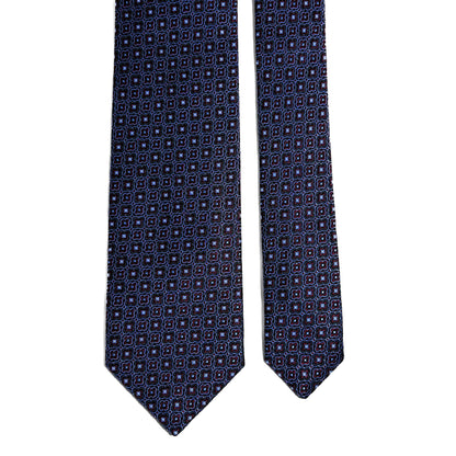 Navy Blue & Burgundy Floral Silk Jacquard Tie