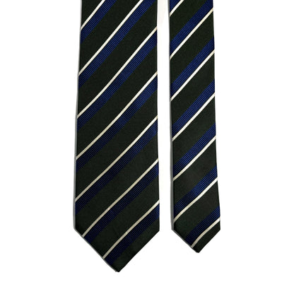 Green & Blue Striped Silk Jacquard Tie