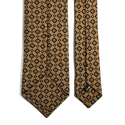 Beige Geometric Ancient Madder Silk Tie