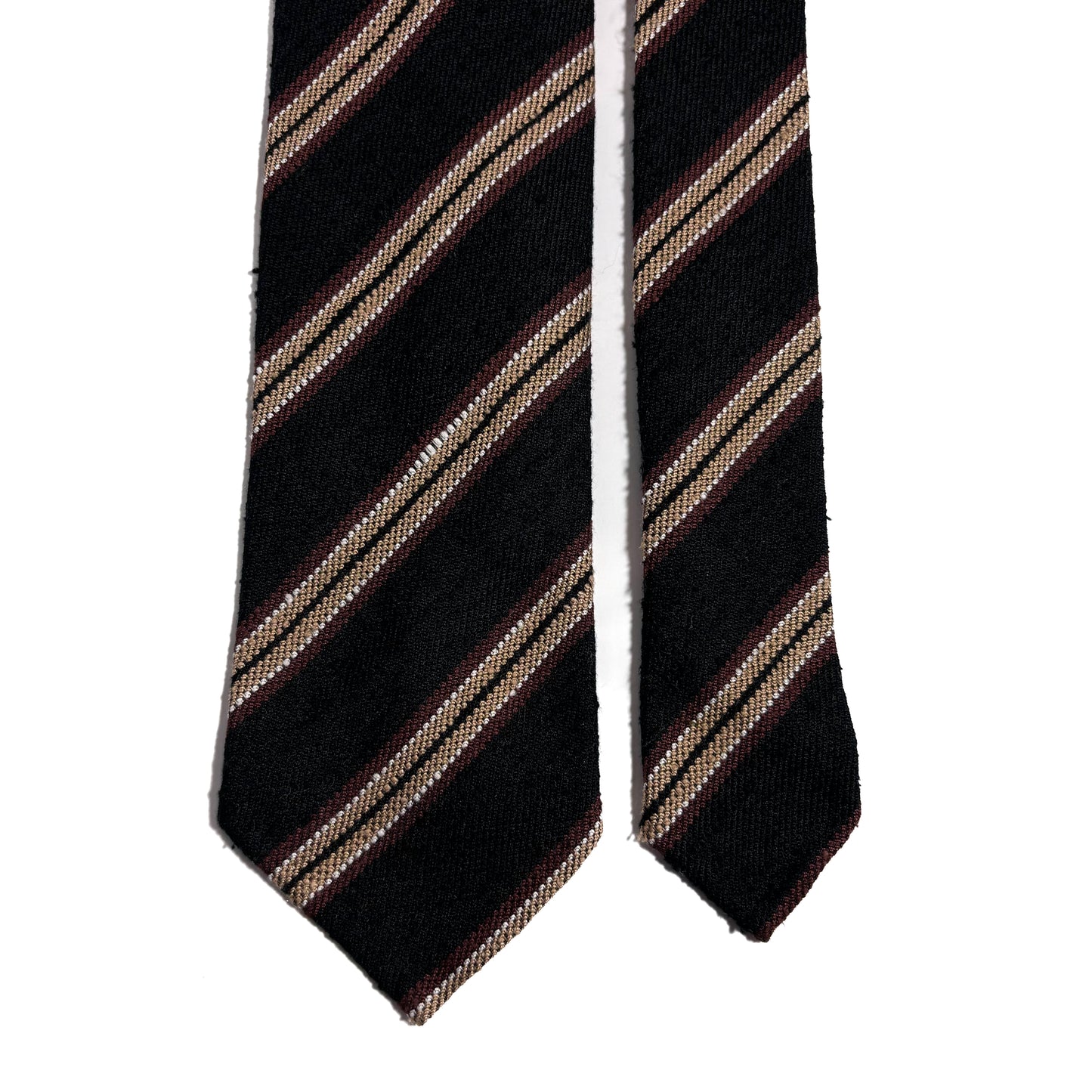 Black Stripe Untipped Silk Shantung Tie