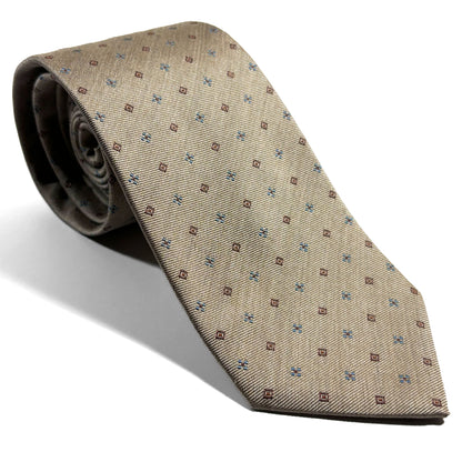 Beige Floral Silk Jacquard Tie