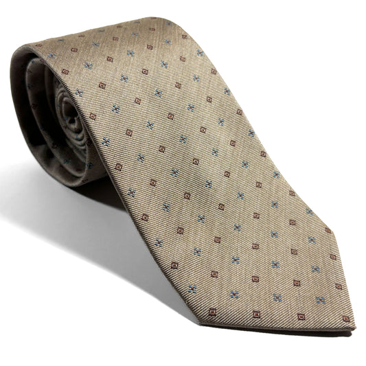 Beige Floral Silk Jacquard Tie