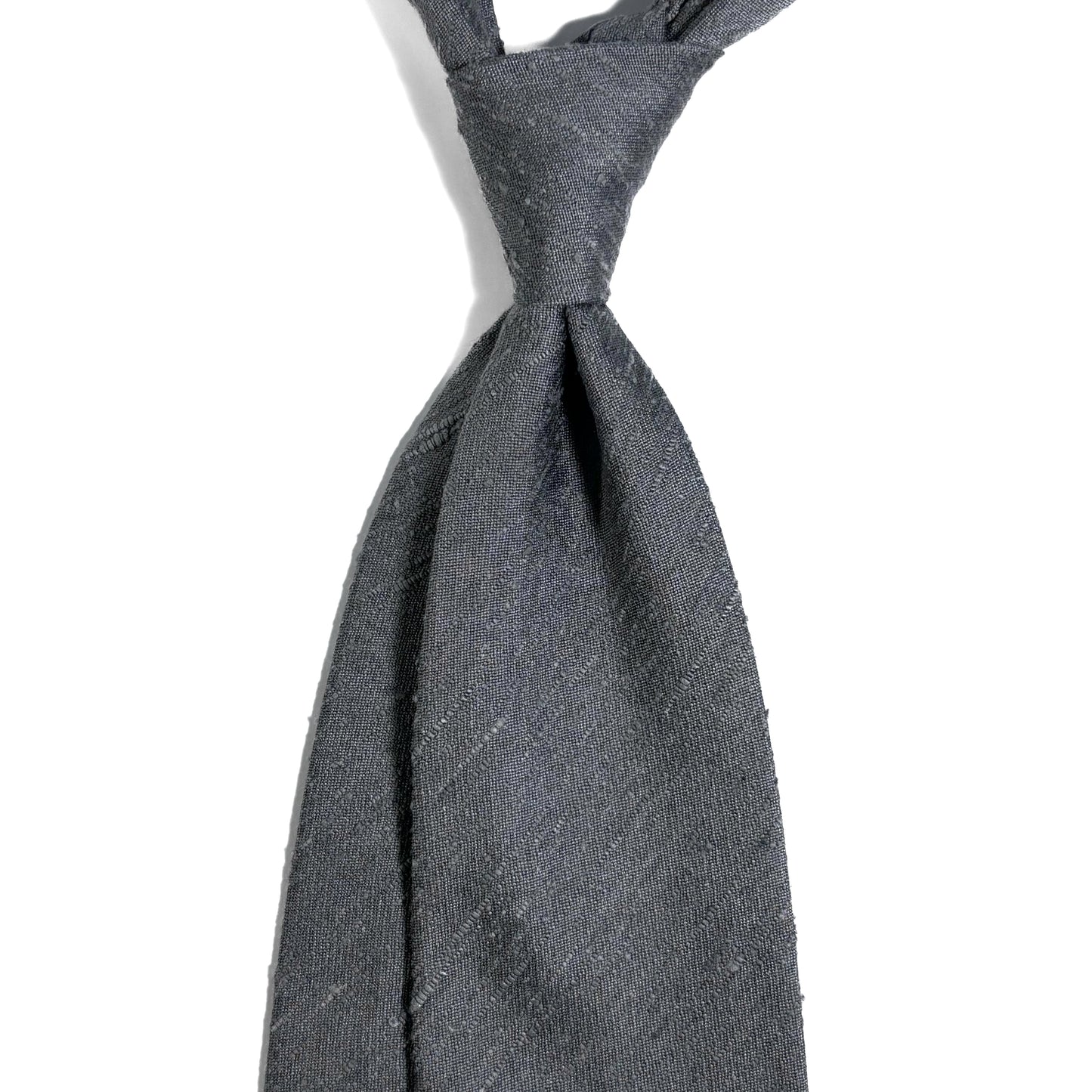 Untipped Elephant Gray Silk Shantung Tie