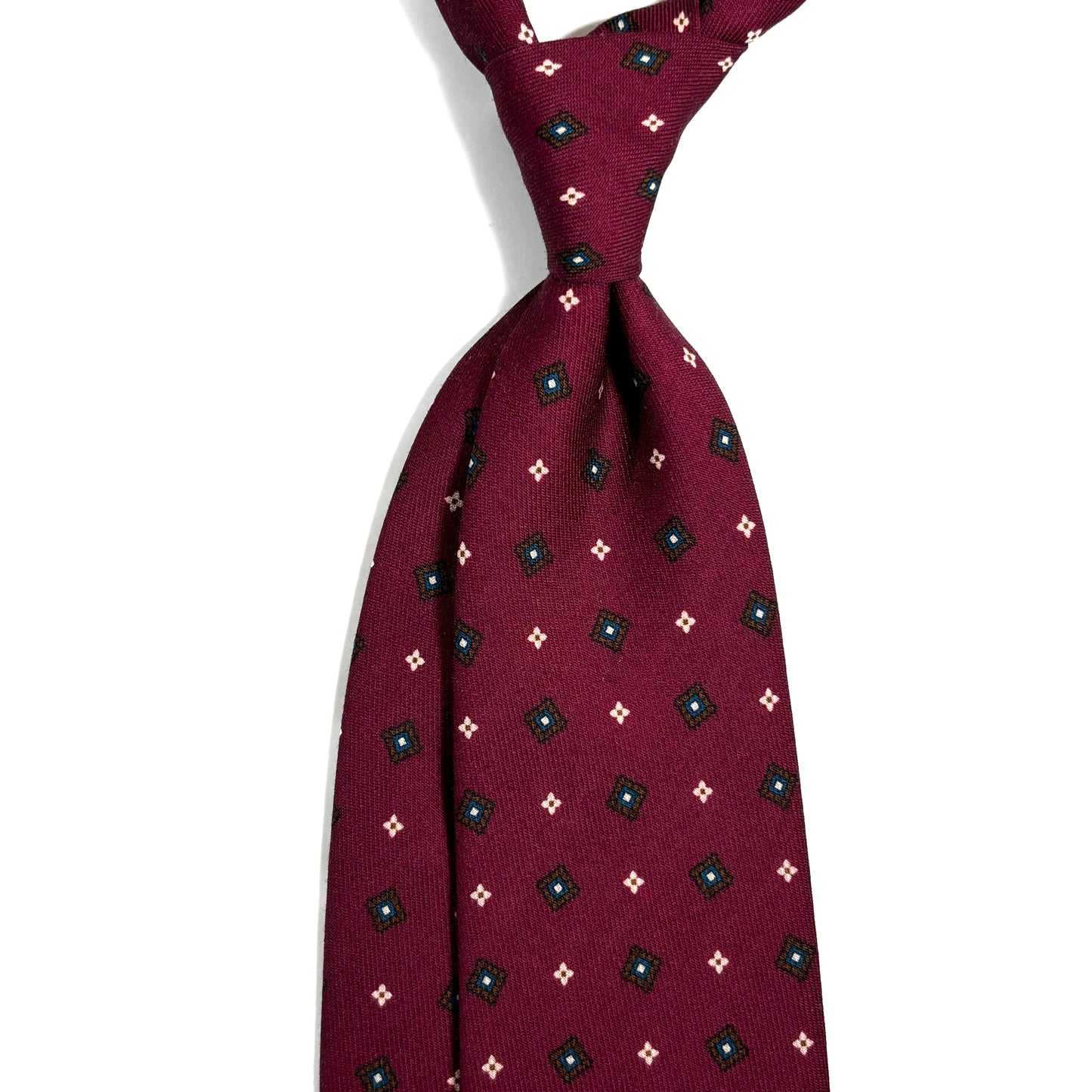 Wine Red Small Geometric Wool Challis Tie