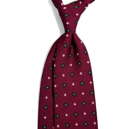 Wine Red Small Geometric Wool Challis Tie