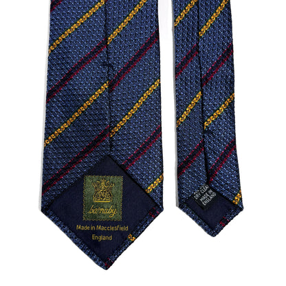 Steel Blue Striped Silk Grenadine Tie (English Weave)