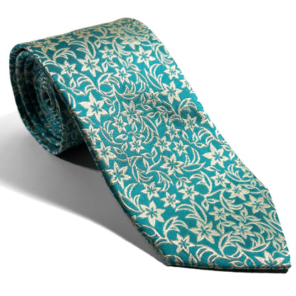 Sea Foam Green Floral Motif Silk Jacquard Tie