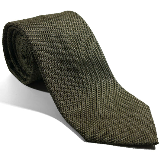 Olive Green Silk Grenadine Tie (Garza Fina)