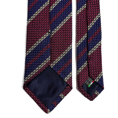 Wine Red & Purple Striped Silk Grenadine Tie (Garza Grossa)