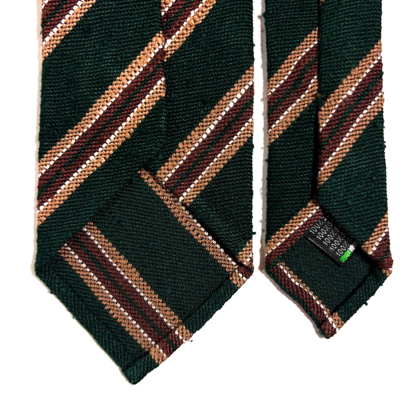 Luxury Forest Green Stripe Untipped Silk Shantung Tie