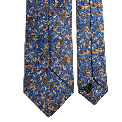 Light Blue Floral Motif Printed Panama Silk Tie