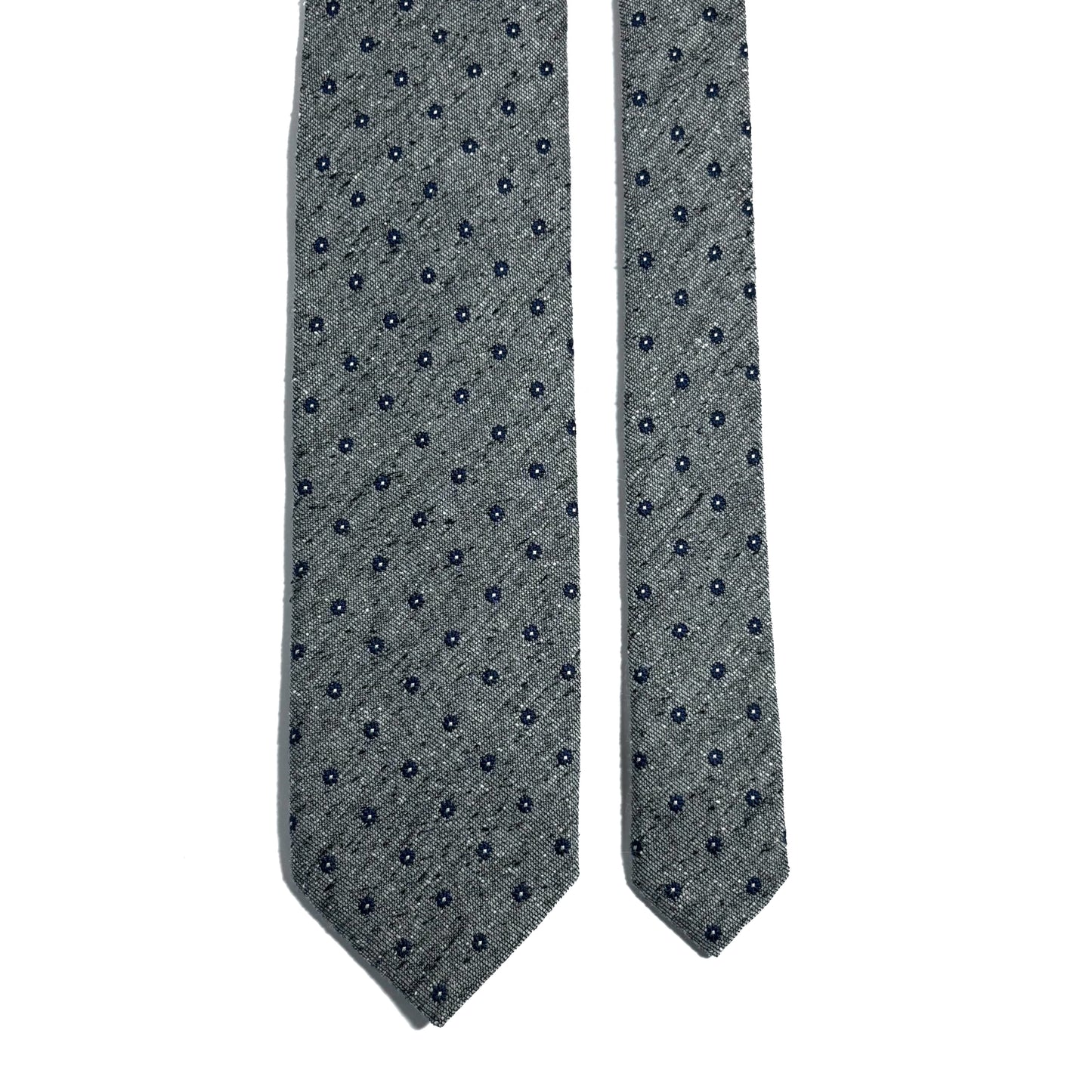 Gray Floral Wool/Silk Tie Handmade in Italy