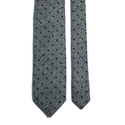 Gray Floral Wool/Silk Tie Handmade in Italy
