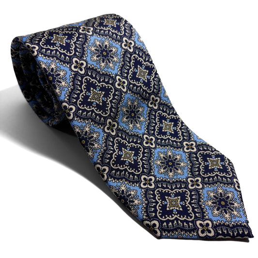 Midnight & Light Blue Mosaic Silk Tie