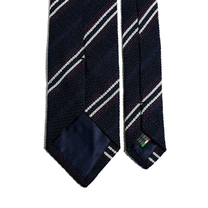 Navy Blue & Purple Striped Silk Grenadine Tie (Garza Fina)