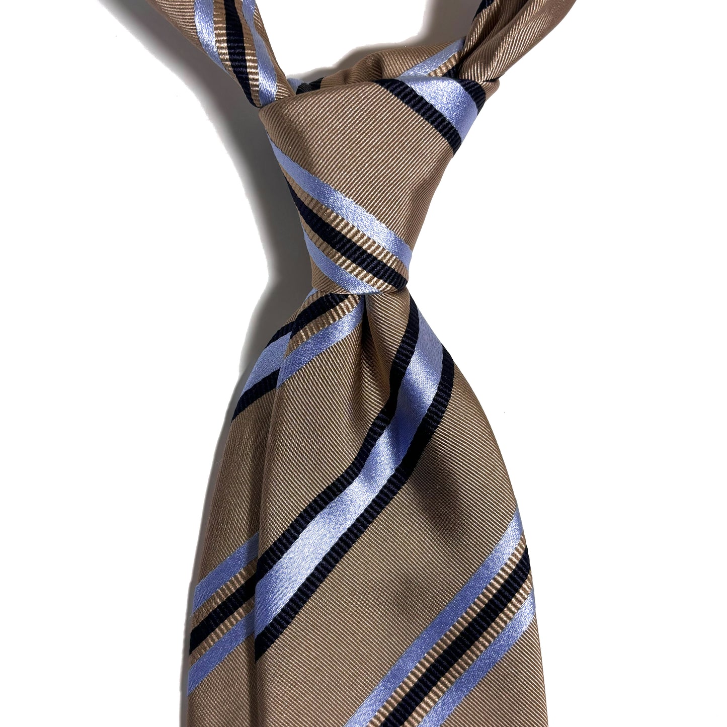 Beige Striped Silk Jacquard Tie