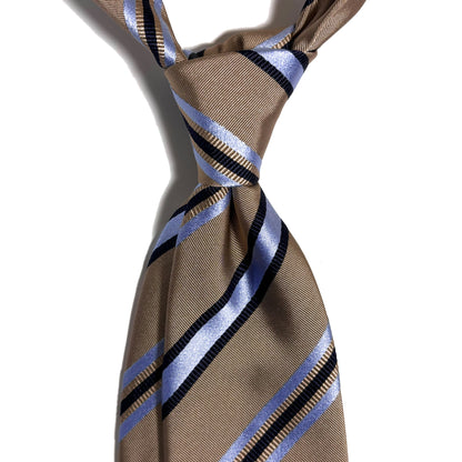 Beige Striped Silk Jacquard Tie