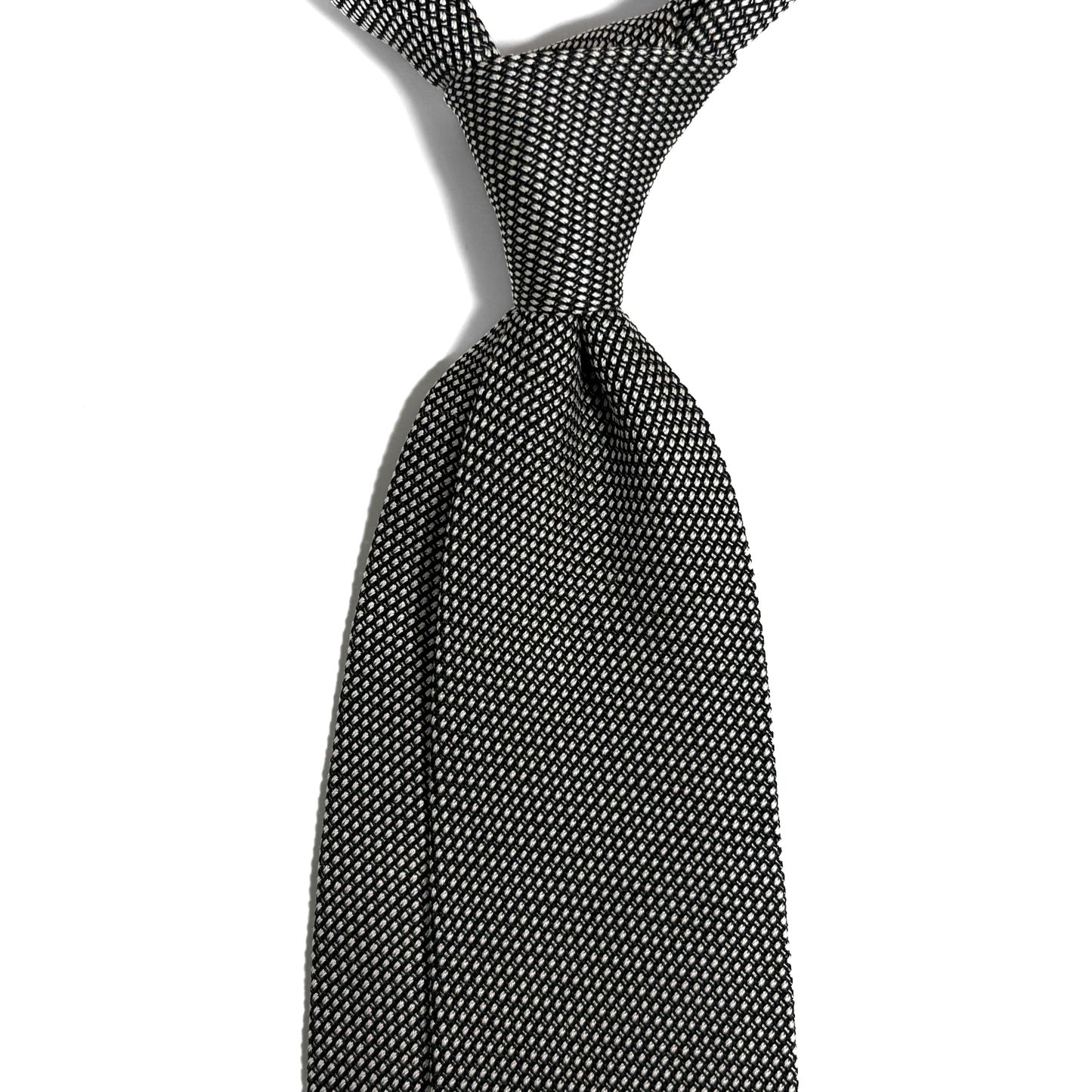 Mottled White Silk Grenadine Tie (Garza Fina)
