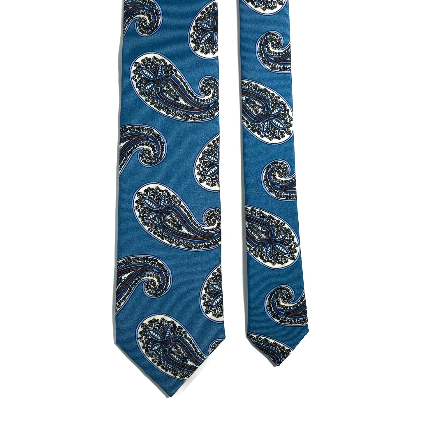 Light Blue Paisley Printed 36oz Silk Twill Tie