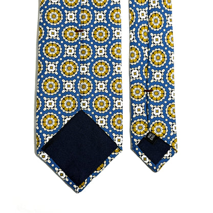 Azure Blue & Yellow Geometric Silk Tie