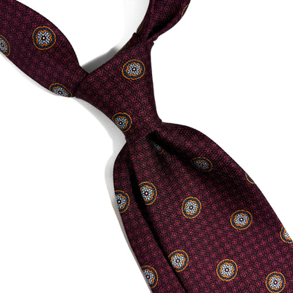 Burgundy Printed Silk Micro-Grenadine Tie