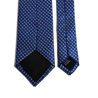 Royal Blue Micro-Geometric Silk Tie (Handmade in Italy)