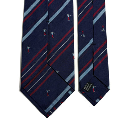 Navy Blue & Red Striped Golf Motif Silk Jacquard Tie