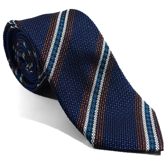 Blue Striped Italian Silk Grenadine Tie