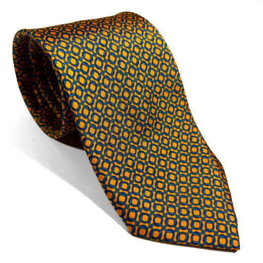 Yellow Motif Whimsical Printed Silk Tie