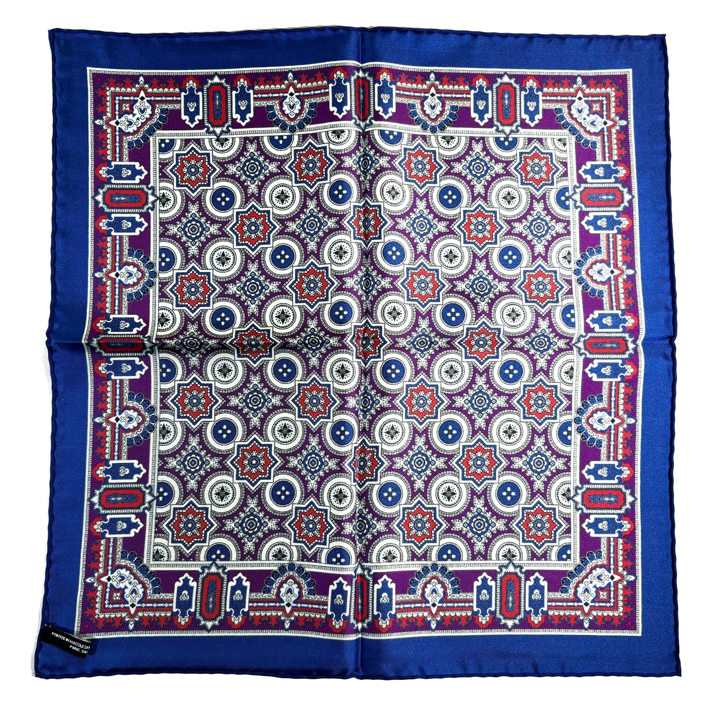 Blue & Purple Geometric Silk Pocket Square