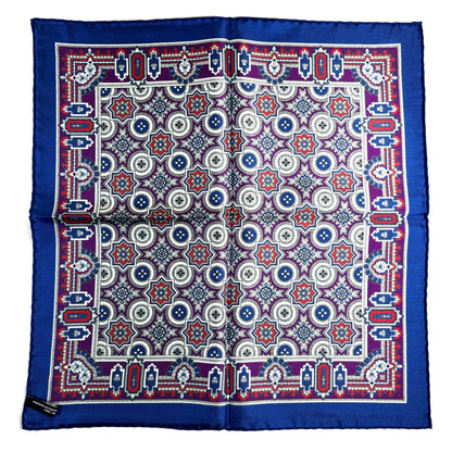 Blue & Purple Geometric Silk Pocket Square