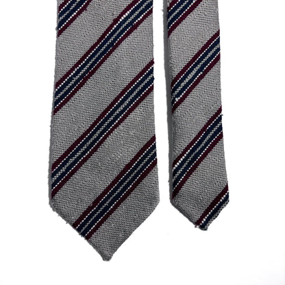 Light Gray Stripe Untipped Silk Shantung Tie