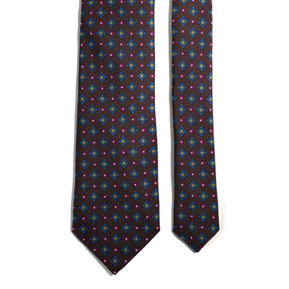 Dark Brown Geometric Printed 24oz Silk Twill Tie