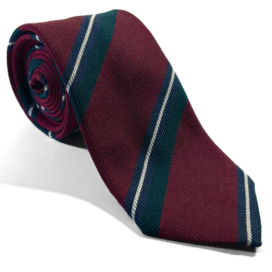 Burgundy Striped Wool/Silk Tie
