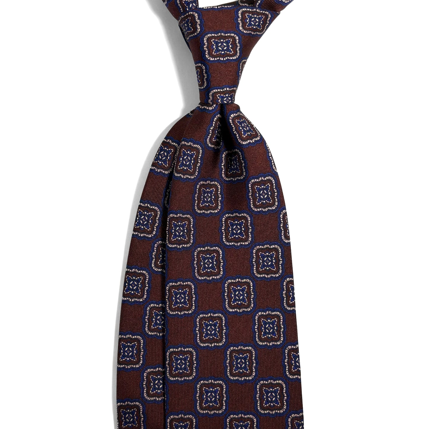 Brown Medallion Printed 36oz Silk Twill Tie
