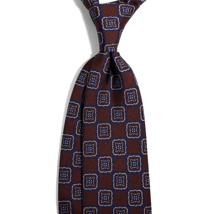 Brown Medallion Printed 36oz Silk Twill Tie
