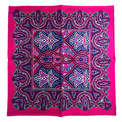 Fuchsia Pink Floral Paisley Silk Pocket Square
