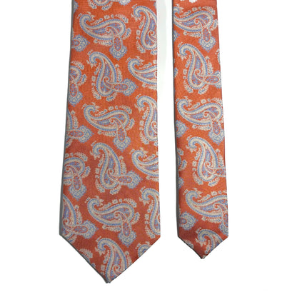 Orange Paisley Silk Jacquard Tie