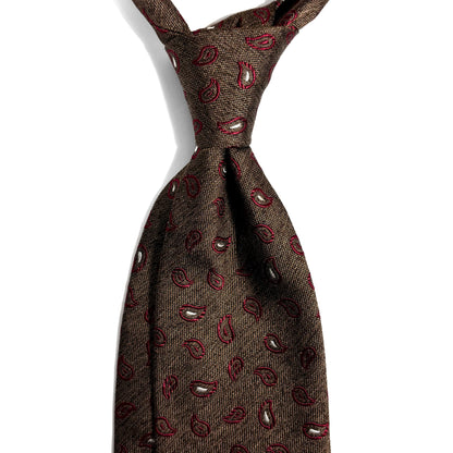 Brown & Burgundy Paisley Silk Jacquard Tie