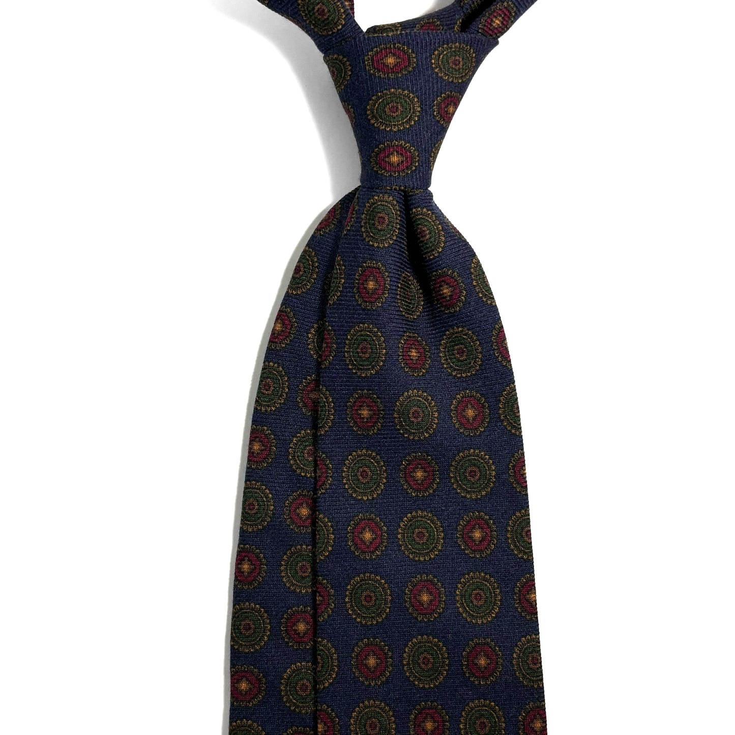 Navy Blue Floral Medallion Wool/Silk Tie