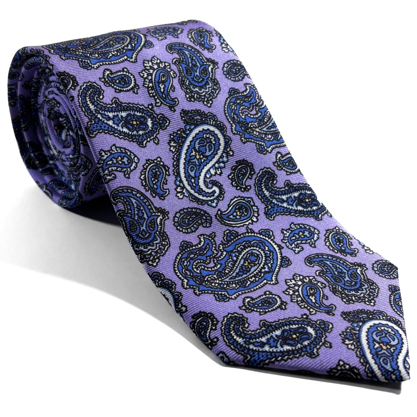 Lilac Purple Paisley Printed Silk Twill Tie