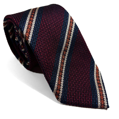 Burgundy Striped Italian Silk Grenadine Tie