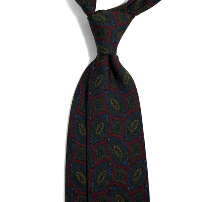 Burgundy Geometric Wool/Silk Tie
