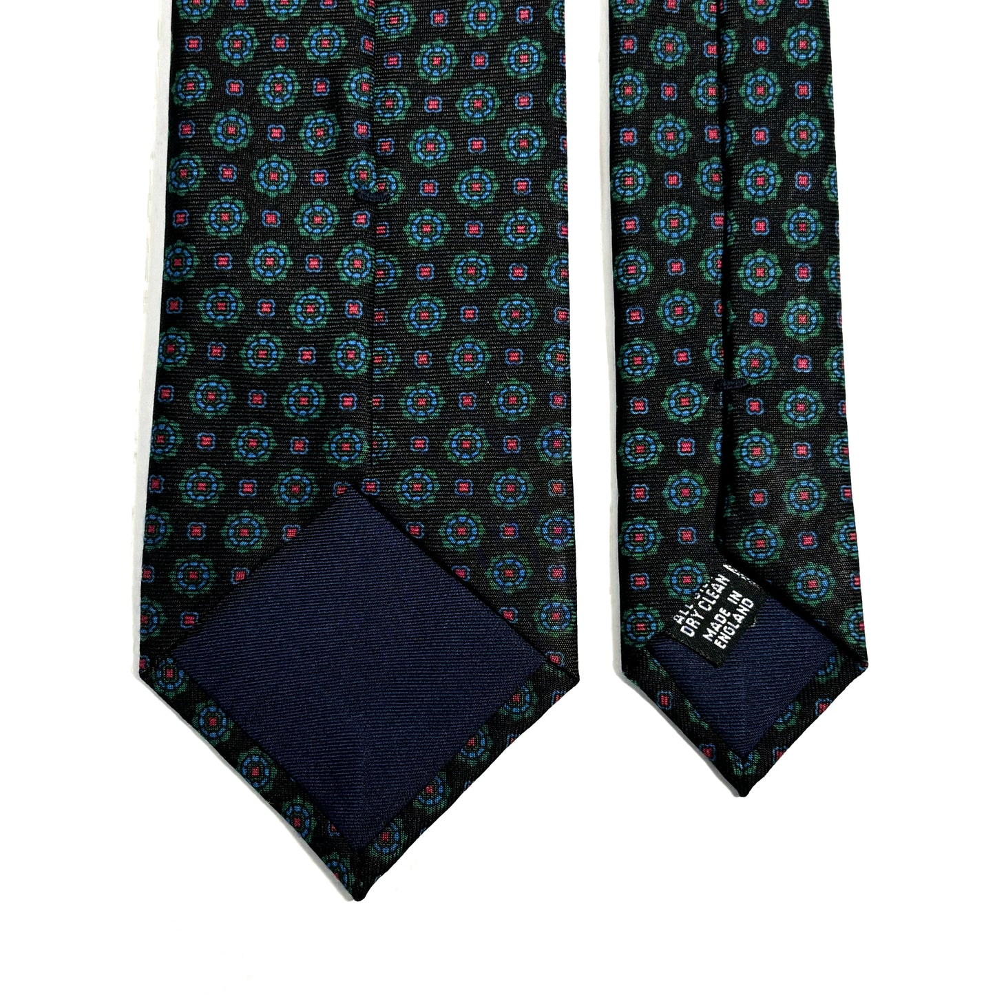 Hand-Printed Dark Brown Geometric Silk Tie
