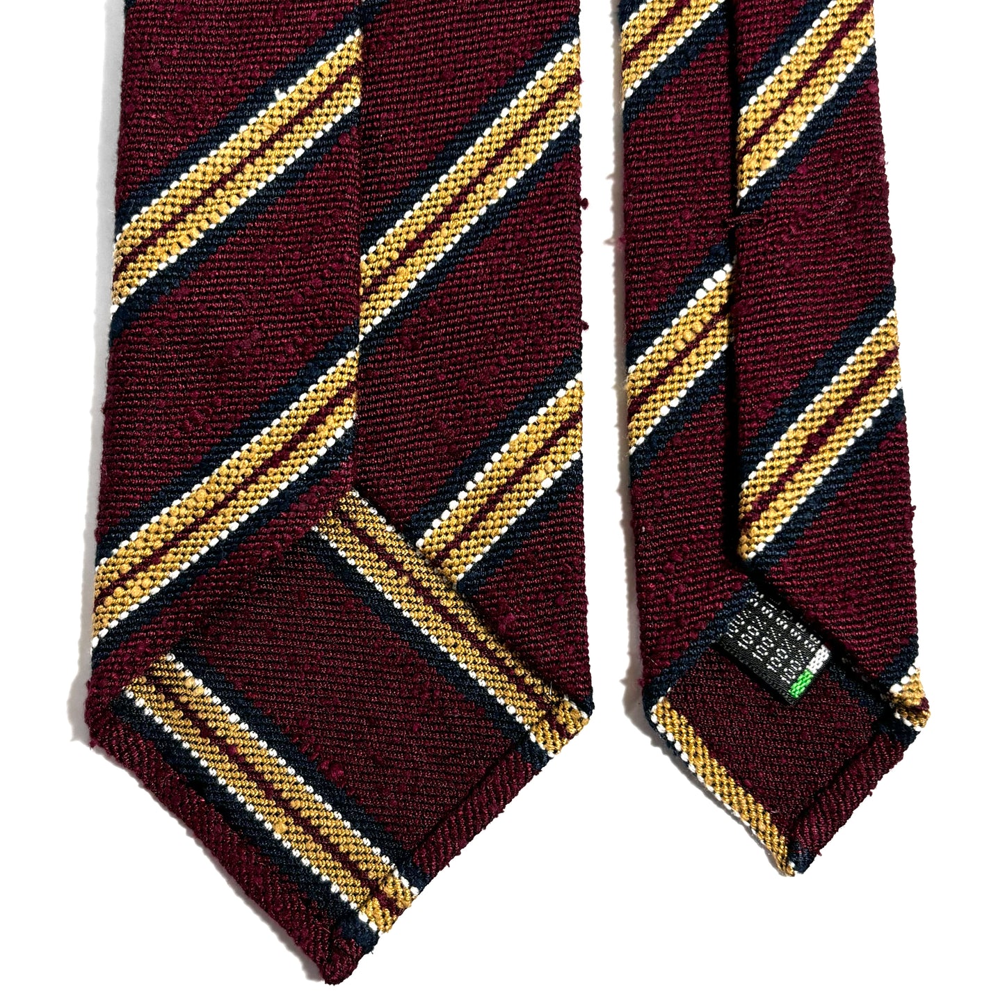 Untipped Burgundy & Gold Striped Silk Shantung Tie