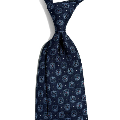 Navy Blue Geometric Silk Jacquard Tie