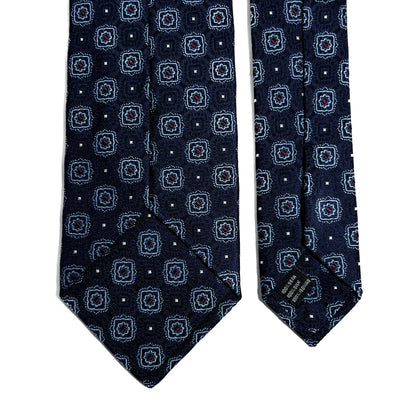 Navy Blue Geometric Silk Jacquard Tie