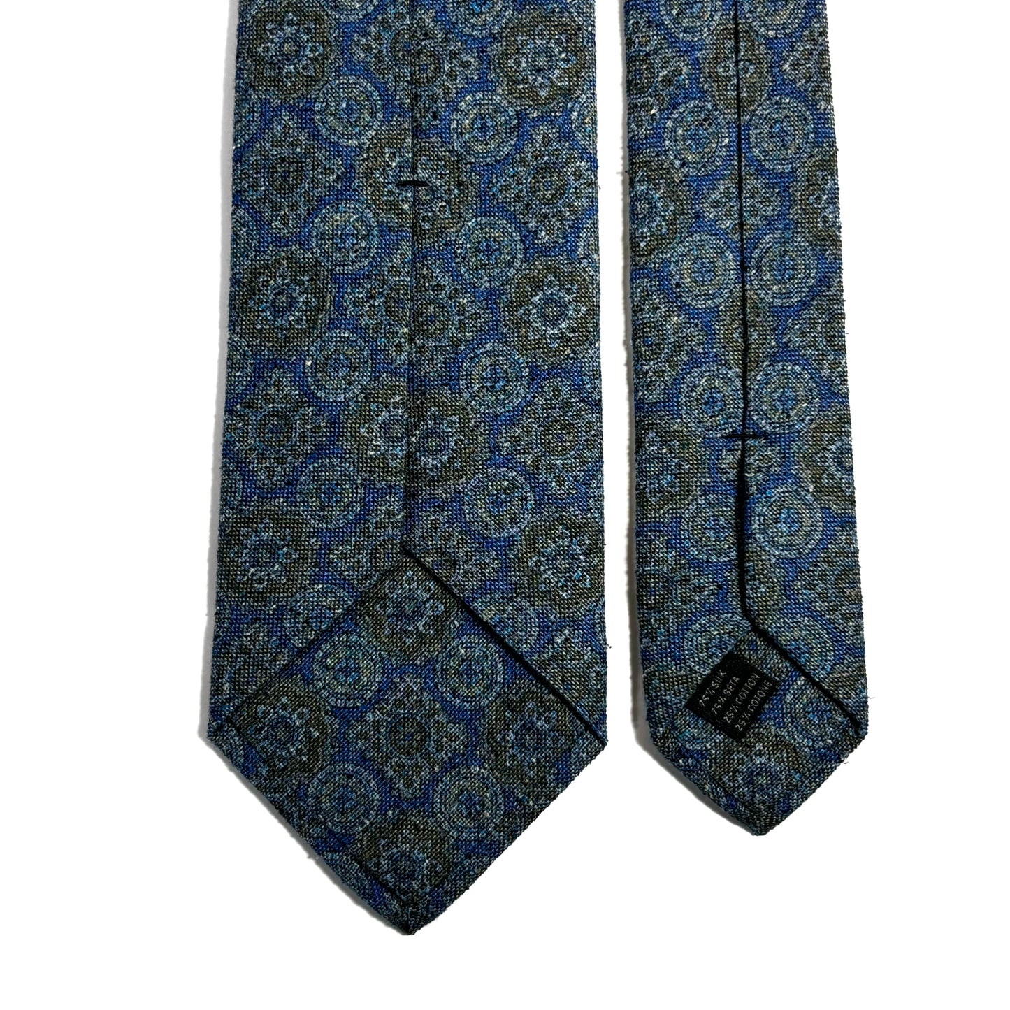 Light Blue Geometric Silk/Cotton Bourette Tie