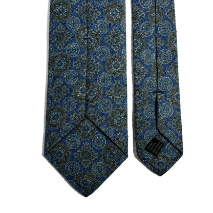 Light Blue Geometric Silk/Cotton Bourette Tie